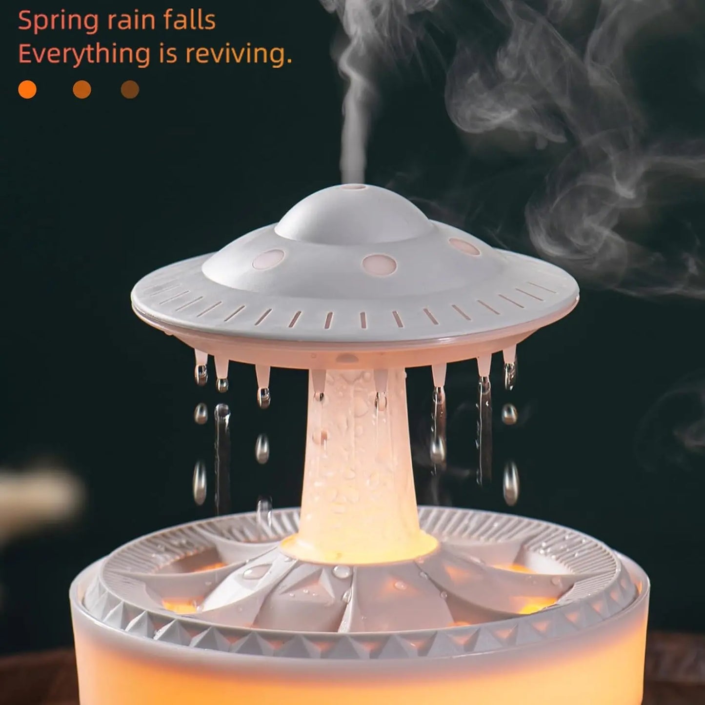 2 -in-1 UFO Aroma Diffuser & Humidifier – 350ml Essential Oil Cool Mist Diffuser with Remote, Raindrop Effect & 7-Color Ambient Light (White) The Wonders Mart Trading™