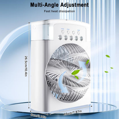 DENX USB Desk Misting Fan – 3-Speed Air Cooler, 600ml Tank, Timer, 7-Color LED Lights, Portable Personal Air Conditioner for Home, Office, and Travel