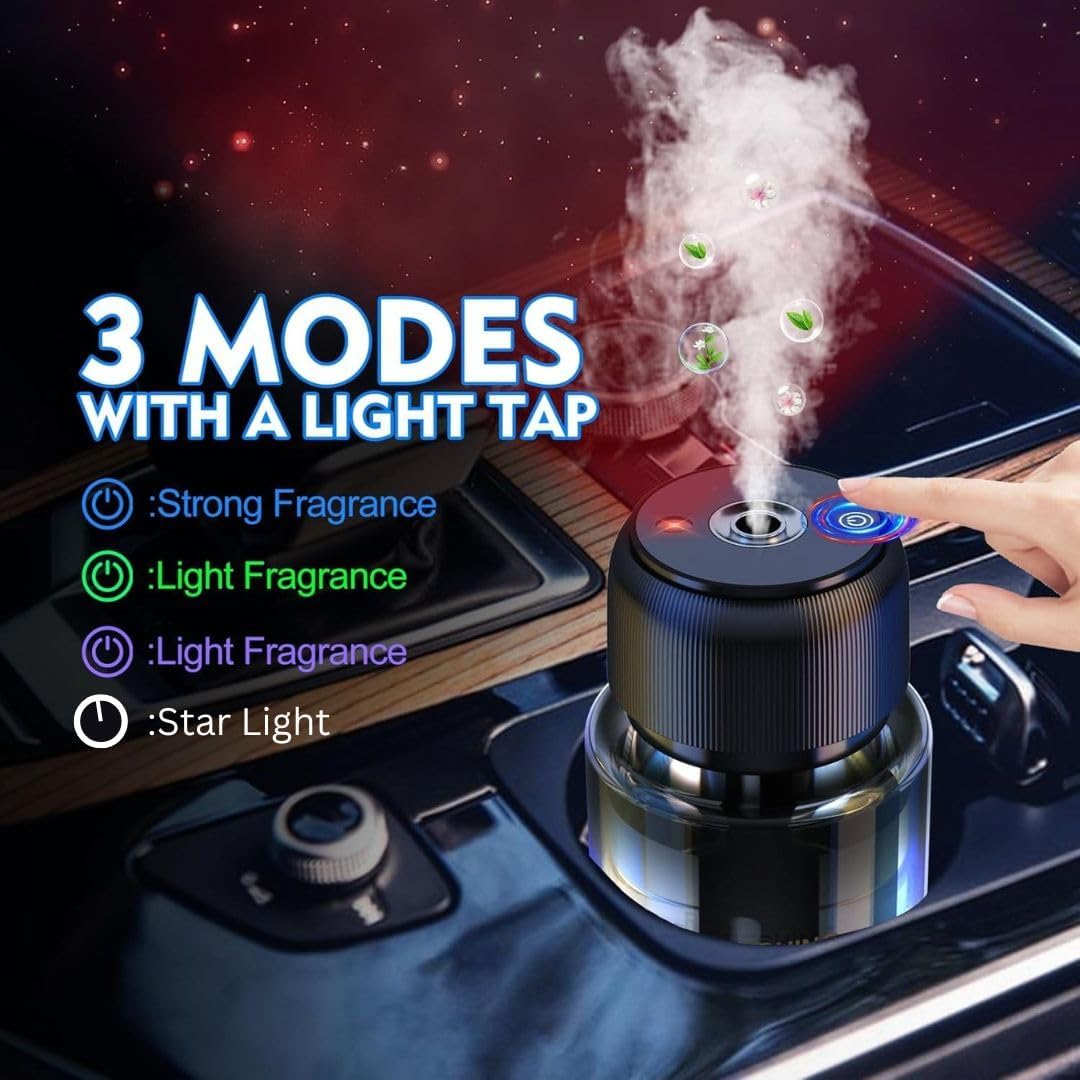 DENX Portable Car Aroma Diffuser – Air Freshener & Humidifier with Essential Oil Spray | Intelligent Auto Start | Aromatherapy for Car, Home & Office – French Spices Scent (Green)
