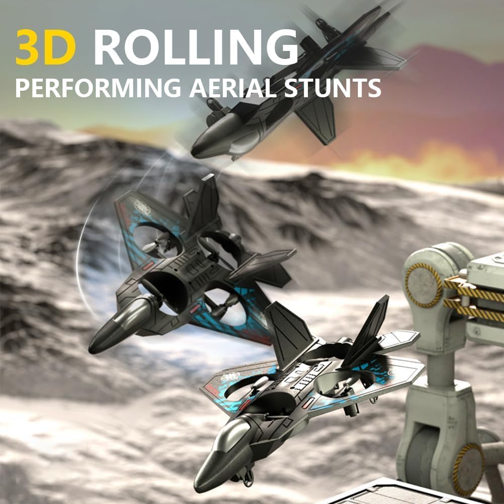 AWH RC Airplane, 2.4GHz Remote Control Fighter, 4-Channel L0712 with Colored Lights, Easy-to-Fly Aeroplane Toy for Beginners, Kids & Adults.