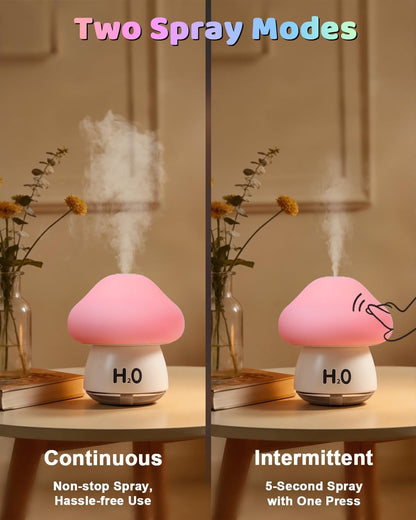 Mushroom Humidifier Night Light – Mini USB Mist Diffuser with Soft LED Glow The Wonders Mart Trading™