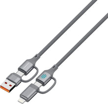 Porodo 4-in-1 High-Speed Charging Cable 240W, 1 Meter Length, USB-C/USB-A/Lightning Head Connector, 480Mbps Data Transfer Speed, Tangle-Free, Durable Braided Material (Silver) The Wonders Mart Trading™