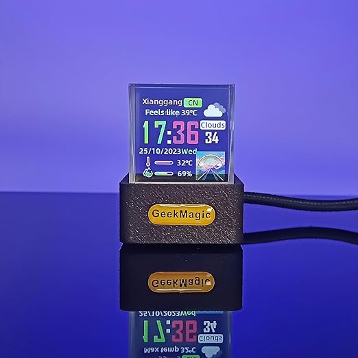 Mini 3D Hologram Cube Display – WiFi Smart Clock & Animated GIF Monitor | Shows Time, Weather, PC Stats, Anime & Pixel Art