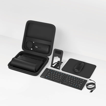Porodo 6-in-1 Wireless Keyboard & Mouse Set – Bluetooth & 2.4GHz Portable Work Kit (Black) The Wonders Mart Trading™