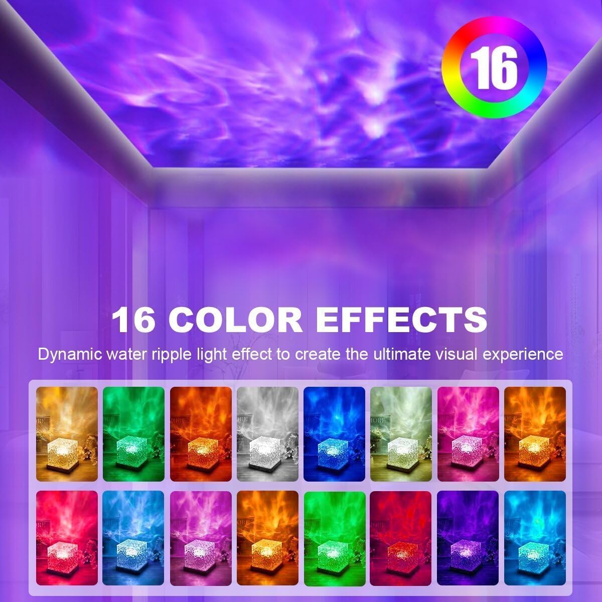 Ocean Wave Projector Lamp – 16 Color RGB Light with Remote | Underwater Effect Night Light for Bedroom, Living Room & Gifts