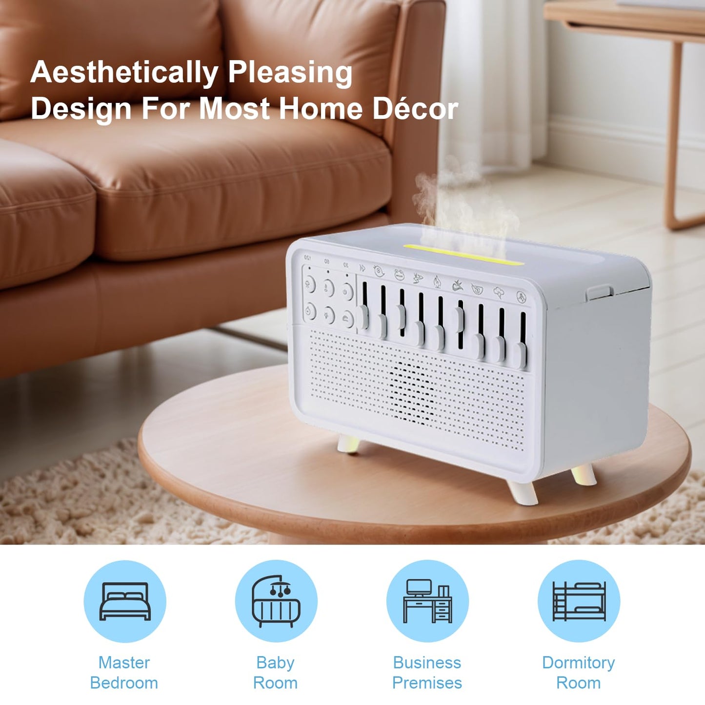 White Noise Humidifier Night Light – 3-in-1 Sound Machine with 8 Sounds, Diffuser & USB Powered The Wonders Mart Trading™