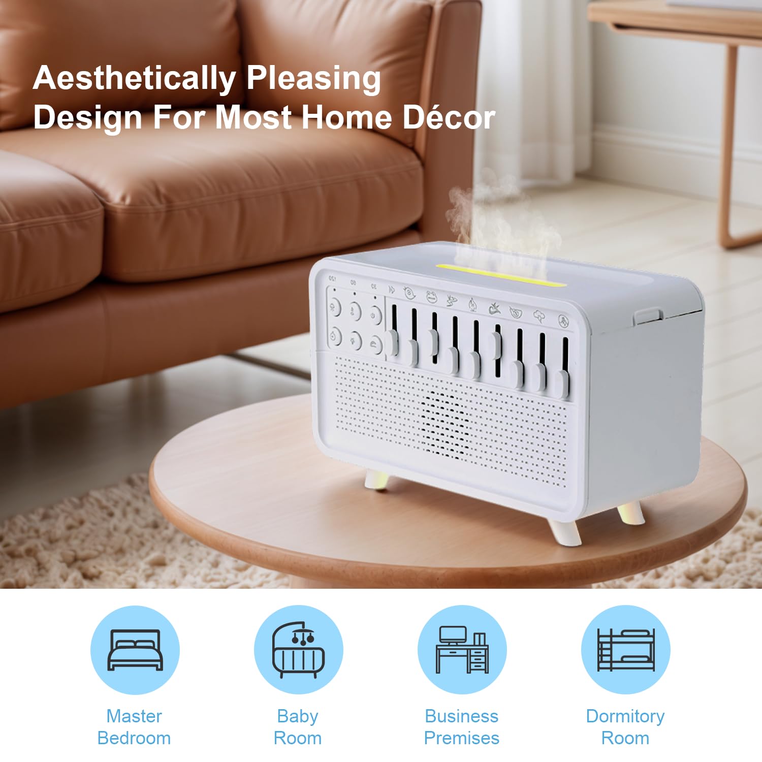 White Noise Humidifier Night Light – 3-in-1 Sound Machine with 8 Sounds, Diffuser & USB Powered The Wonders Mart Trading™