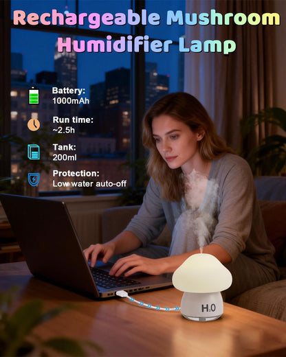 Mushroom Humidifier Night Light – Mini USB Mist Diffuser with Soft LED Glow The Wonders Mart Trading™