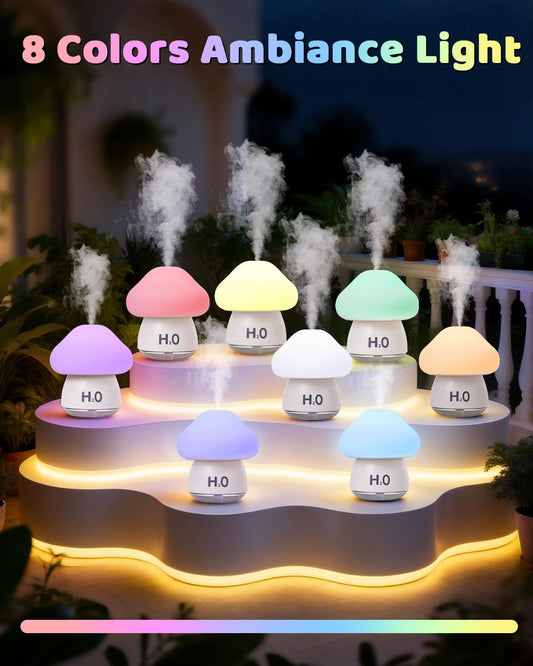 Mushroom Humidifier Night Light – Mini USB Mist Diffuser with Soft LED Glow The Wonders Mart Trading™