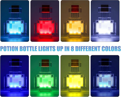 Minecraft Potion Bottle LED Lamp – 8 Color Changing Mood Light | Shake to Switch | USB Rechargeable