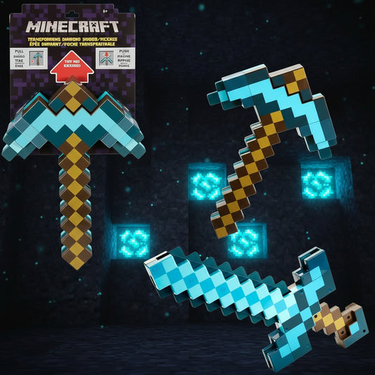 Minecraft Transforming Diamond Sword & Pickaxe Toy – 2-in-1 Kids Role Play Accessory The Wonders Mart Trading™