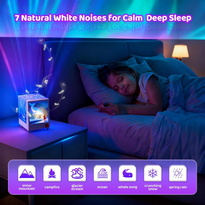 Aurora Box S10 Bluetooth Speaker Night Light – 7 Color LED Projector with White Noise & Touch Control The Wonders Mart Trading™