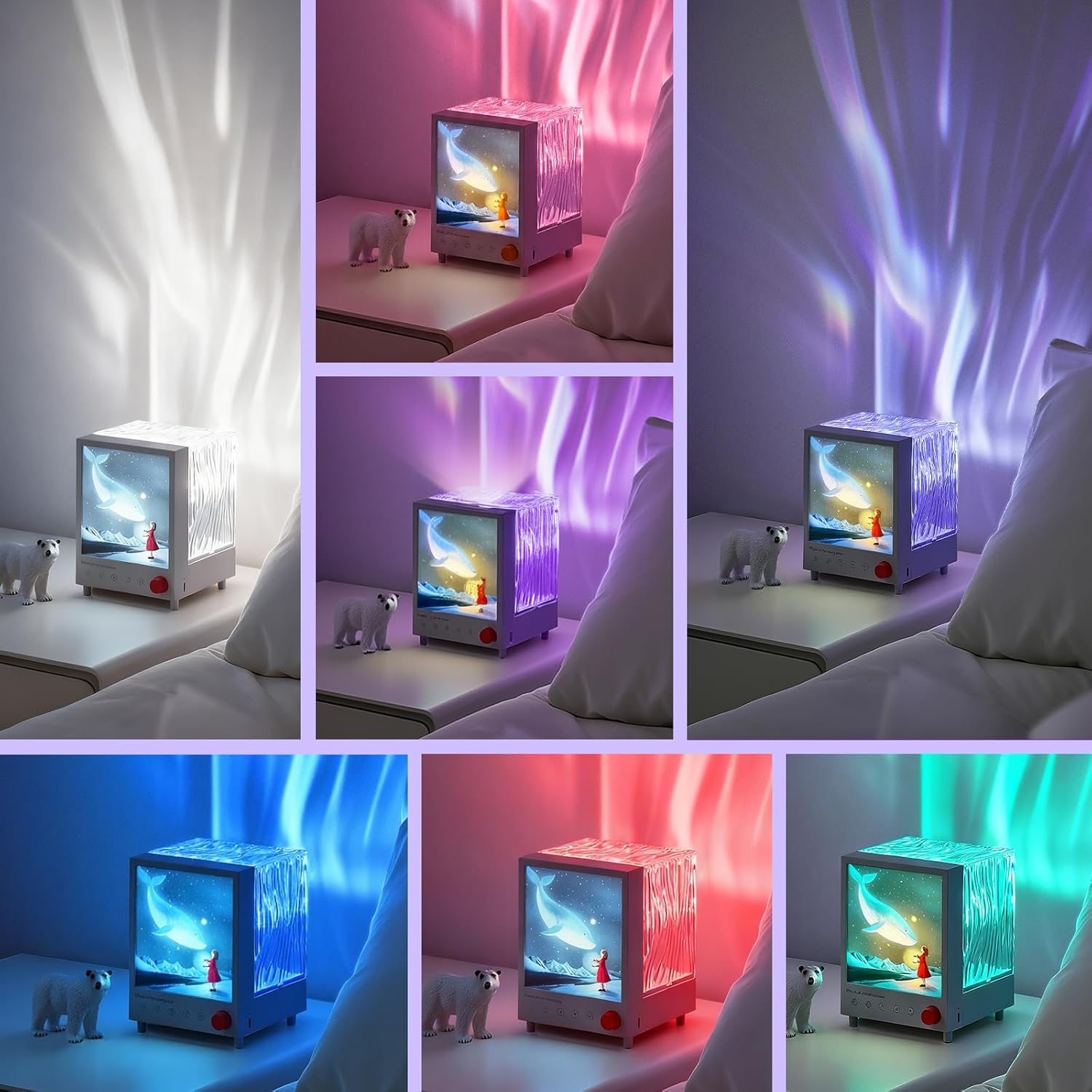 Aurora Box S10 Bluetooth Speaker Night Light – 7 Color LED Projector with White Noise & Touch Control The Wonders Mart Trading™