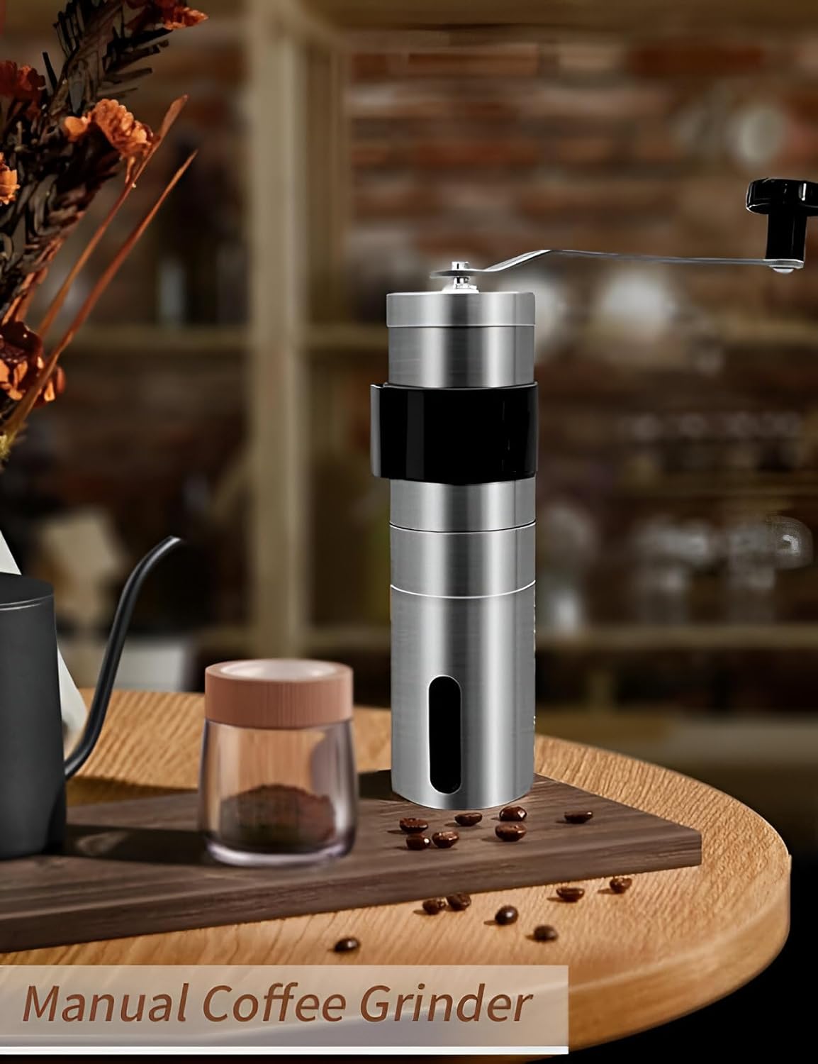 V60 Coffee Brewing Kit – Portable Pour Over Set with Manual Grinder, Gooseneck Kettle, Glass Dripper & More (with Travel Bag )