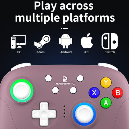 Anbernic RG P01 Retro Games Controller Bluetooth Wireless, Wired Gamepad with Hall Effect Joystick/Hall Triggers Joystick Light Control RGP01 Xbox Controller for PC,Steam,Android (Radiant Purple)