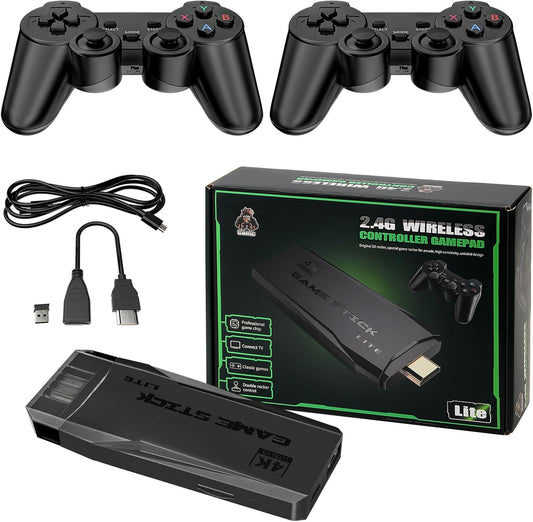 Retro Game Console – 20,000+ Preloaded Games | Plug & Play 4K HDMI Game Stick with 9 Emulators, Dual 2.4G Wireless Controllers (64GB)