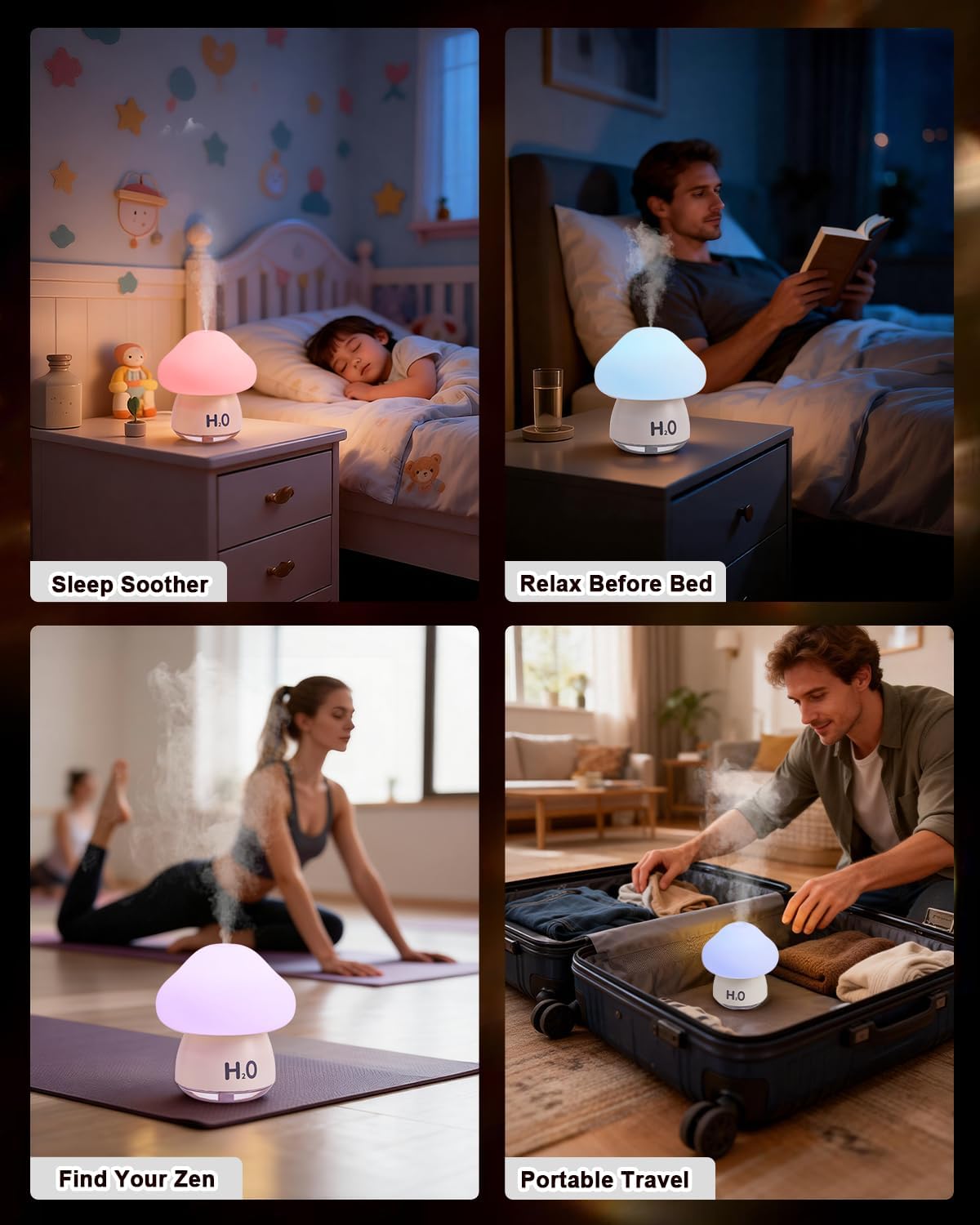 Mushroom Humidifier Night Light – Mini USB Mist Diffuser with Soft LED Glow The Wonders Mart Trading™