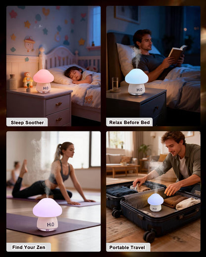 Mushroom Humidifier Night Light – Mini USB Mist Diffuser with Soft LED Glow The Wonders Mart Trading™