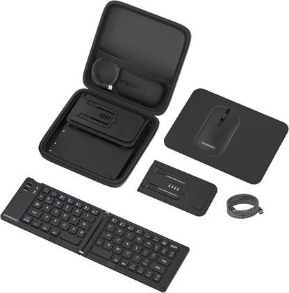 Porodo 6-in-1 Wireless Keyboard & Mouse Set – Bluetooth & 2.4GHz Portable Work Kit (Black) The Wonders Mart Trading™