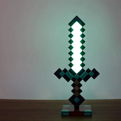 Minecraft-Inspired Diamond Sword LED Desk Lamp – USB Gaming Room Night Light The Wonders Mart Trading™