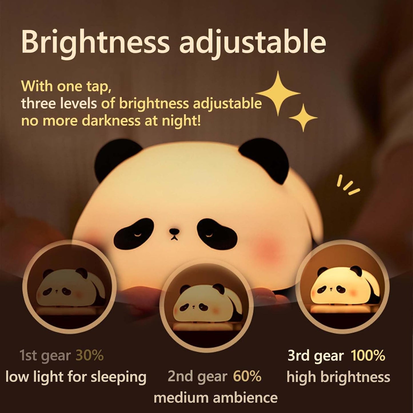 Kids Night Light 3 Light Modes, Dimmable with Timer, Touch Control, Silicone, USB Rechargeable.