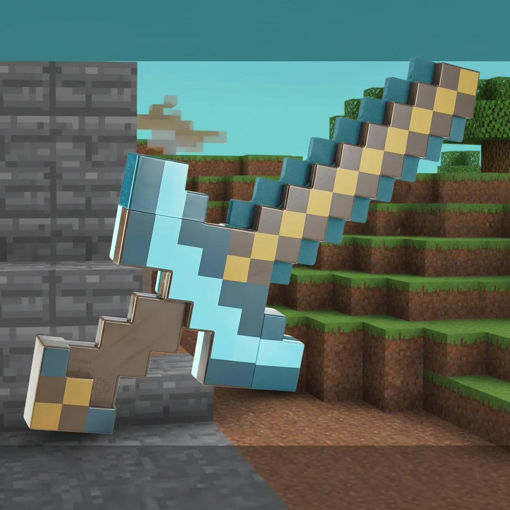 Minecraft Transforming Diamond Sword & Pickaxe Toy – 2-in-1 Kids Role Play Accessory The Wonders Mart Trading™