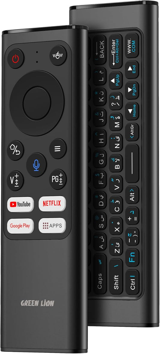 Green Lion Rechargeable Wireless Universal Remote for Samsung TVs Air Mouse & Keyboard (EN/AR), Voice Assistant, Compatible With Android TV Box, PC, Computer, Projector, Android/Windows/MacOS/Linux
