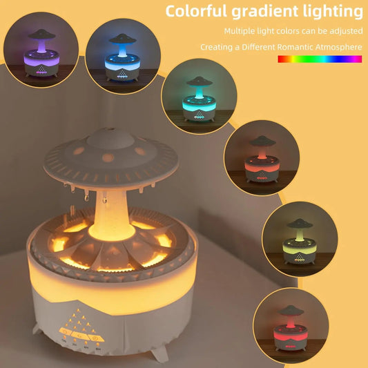 2 -in-1 UFO Aroma Diffuser & Humidifier – 350ml Essential Oil Cool Mist Diffuser with Remote, Raindrop Effect & 7-Color Ambient Light (White) The Wonders Mart Trading™