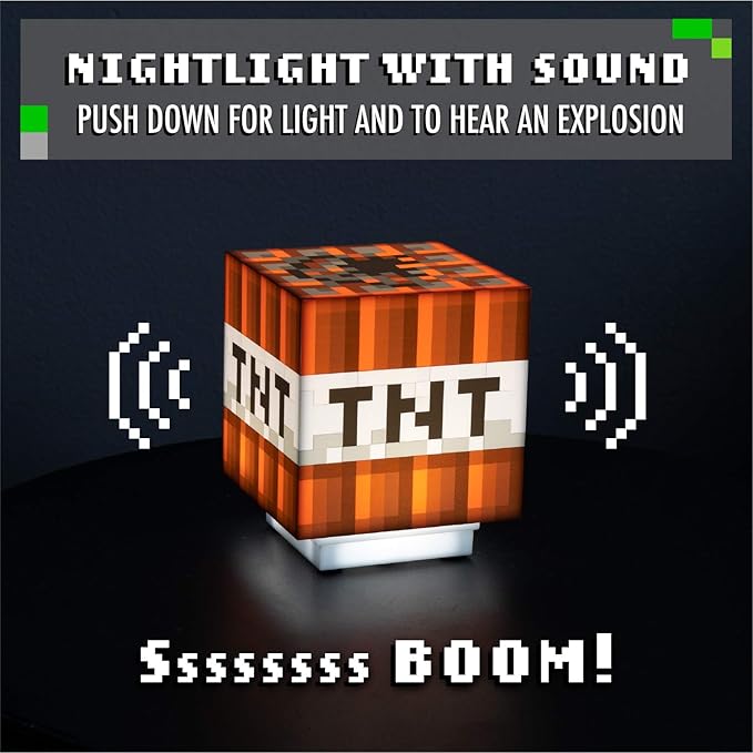 Minecraft-Inspired TNT LED Light with Sound – Rechargeable Pixel Gaming Night Lamp The Wonders Mart Trading™