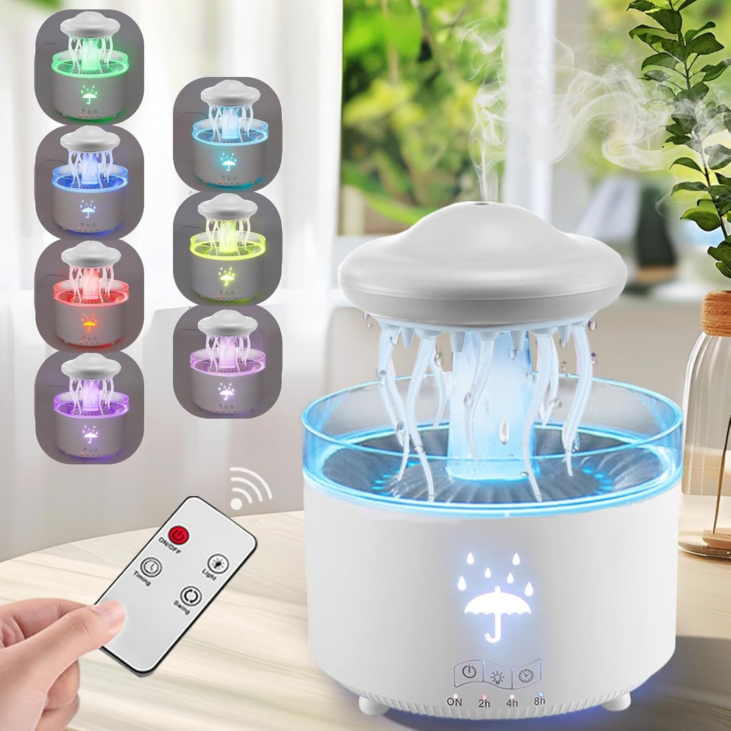 Rain Cloud Humidifier – Water Drip Aroma Diffuser with Remote, Timer & 7 Color LED Night Light The Wonders Mart Trading™