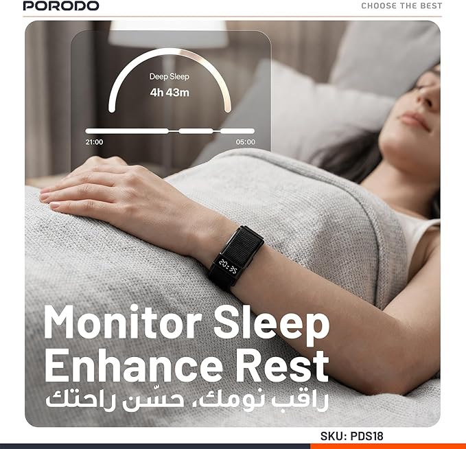 Porodo Trackfit Pro Smart Bracelet – Fitness Tracker with Health Monitoring & App Support The Wonders Mart Trading™