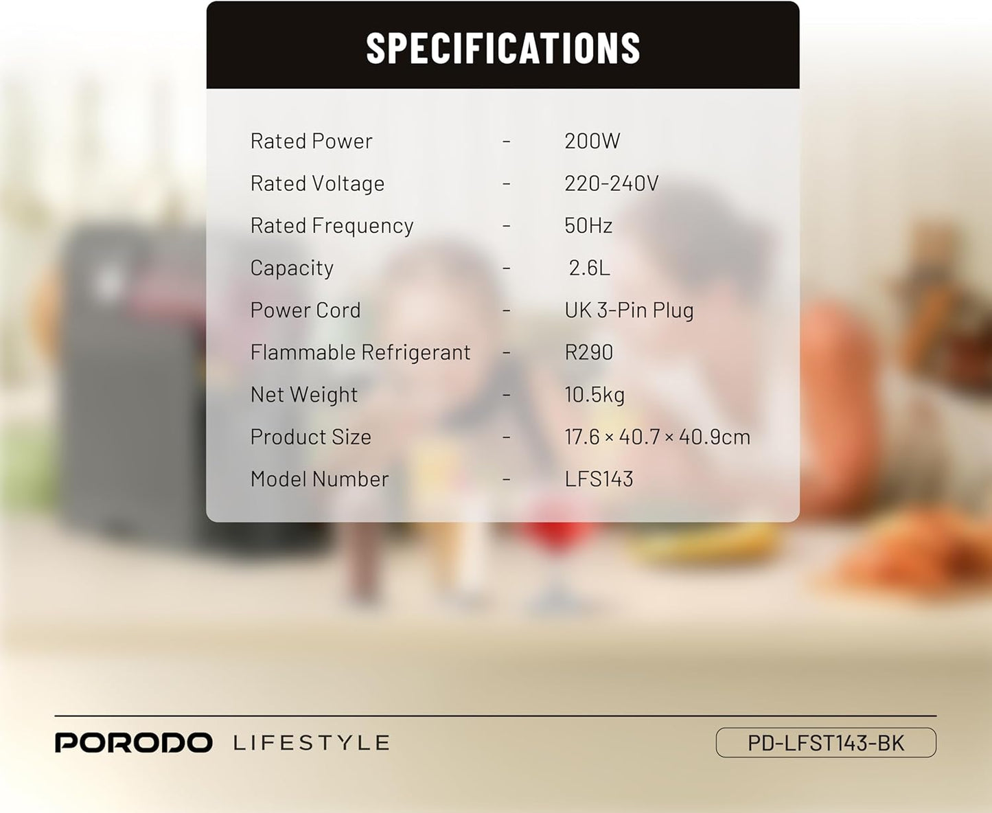 Porodo Multi-Function Slushie Maker 200W, Milk-Shakes/Ice Cream/Frappe Maker, 2.6L Capacity, 25MIN Quick Freezing, Intuitive Controls Panel, Efficient Blending, Instant Frozen Drinks
