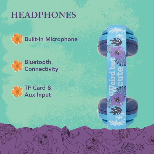 Stitch / Mario / Hello Kitty 3D Bluetooth Wireless Headphones – Foldable, On-Ear Design with Built-In Mic, 16H Playtime, Padded Earcups & AUX/TF Support
