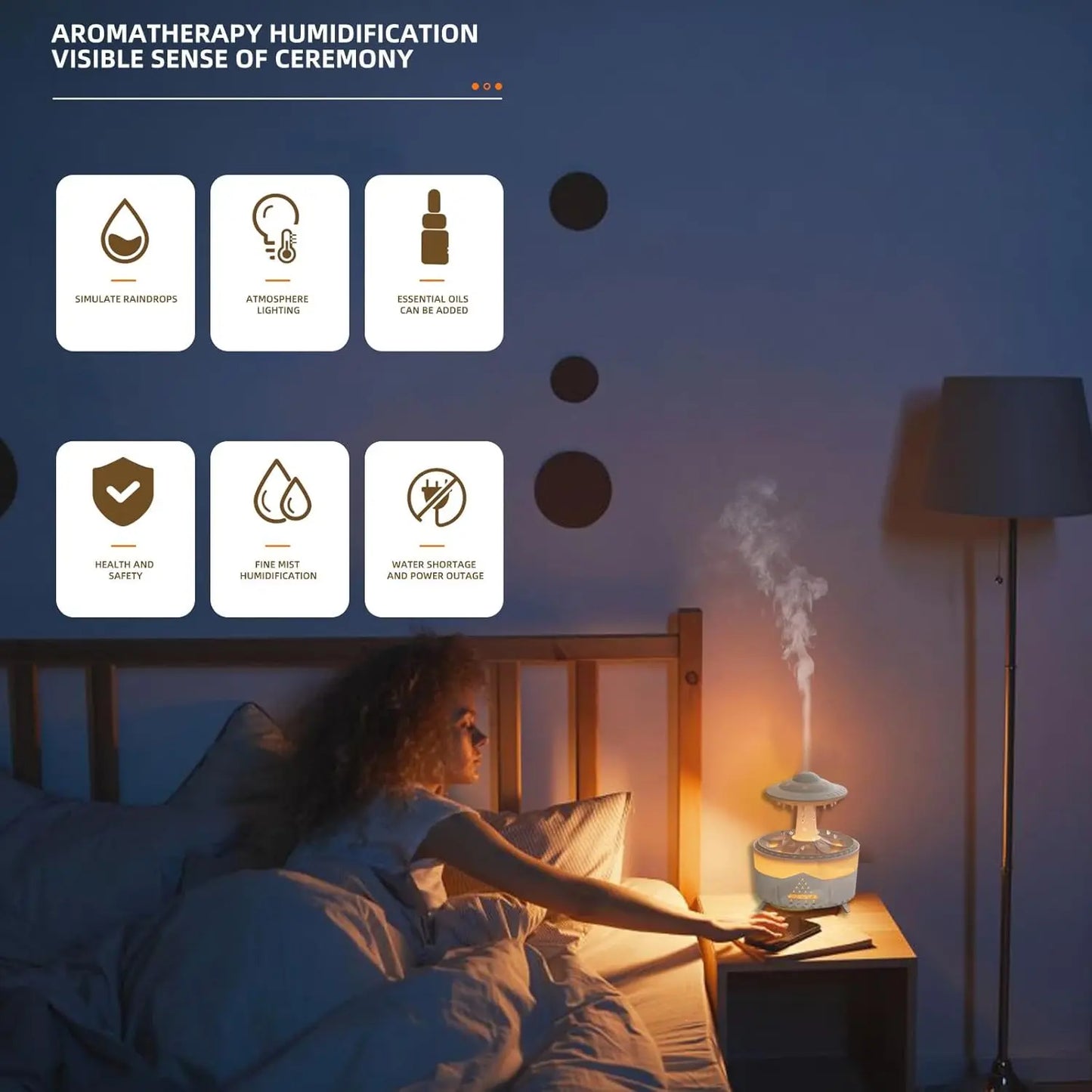 2 -in-1 UFO Aroma Diffuser & Humidifier – 350ml Essential Oil Cool Mist Diffuser with Remote, Raindrop Effect & 7-Color Ambient Light (White) The Wonders Mart Trading™