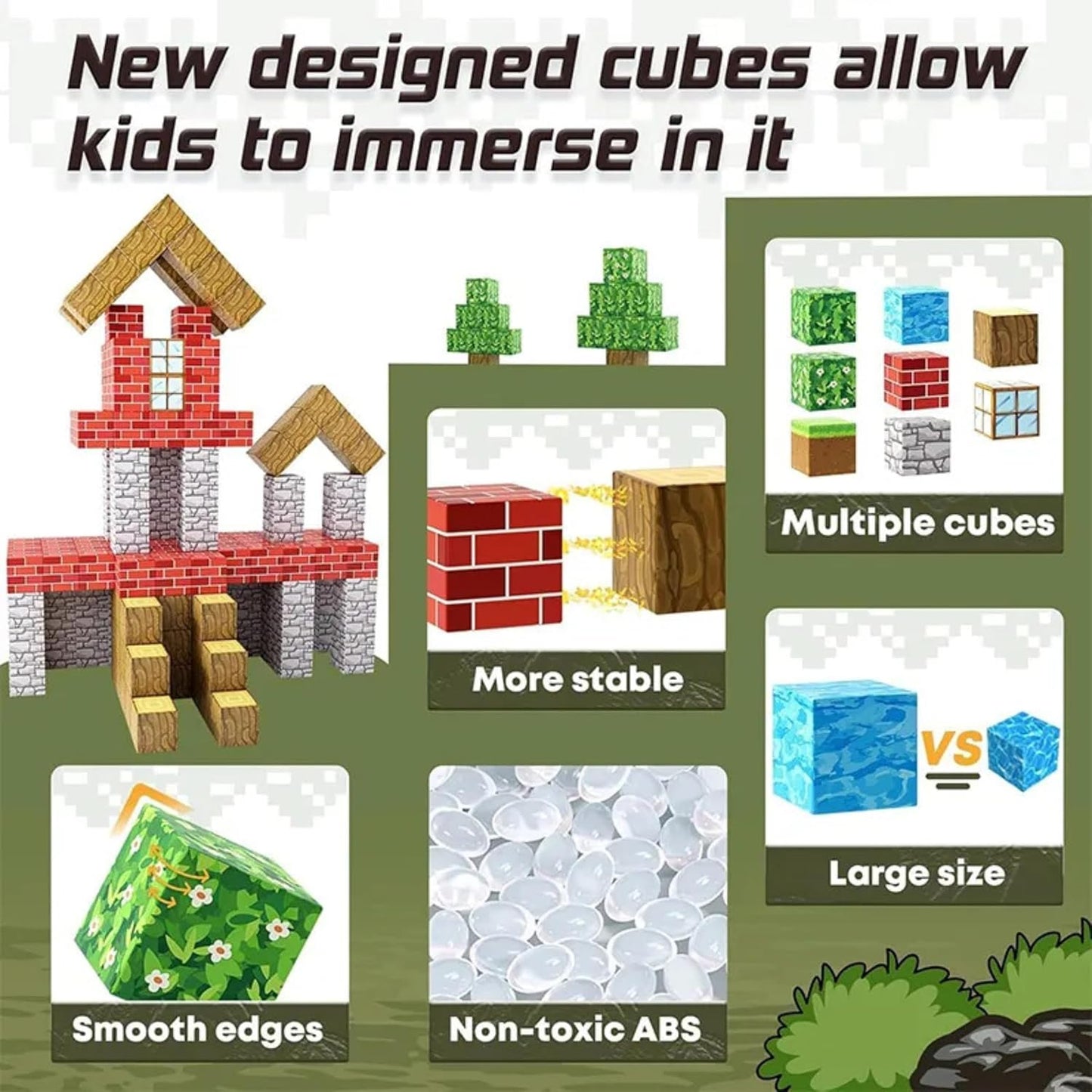 Minecraft Magnetic Building Blocks – Random Character Bucket | 10PCS / 100PCS Sets The Wonders Mart Trading™