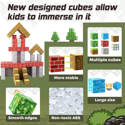 Minecraft Magnetic Building Blocks – Random Character Bucket | 10PCS / 100PCS Sets The Wonders Mart Trading™