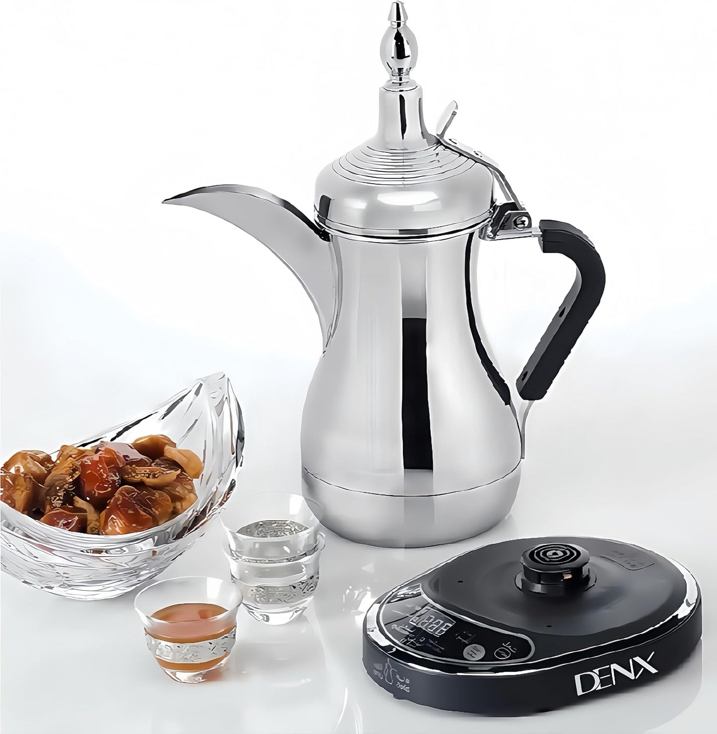 DENX 800W Arabic Electric Coffee Pot – 600ml Stainless Steel Kettle for Coffee, Tea, Milk & Water | Fast Boil, Stable Base, Energy-Efficient (DX2045)