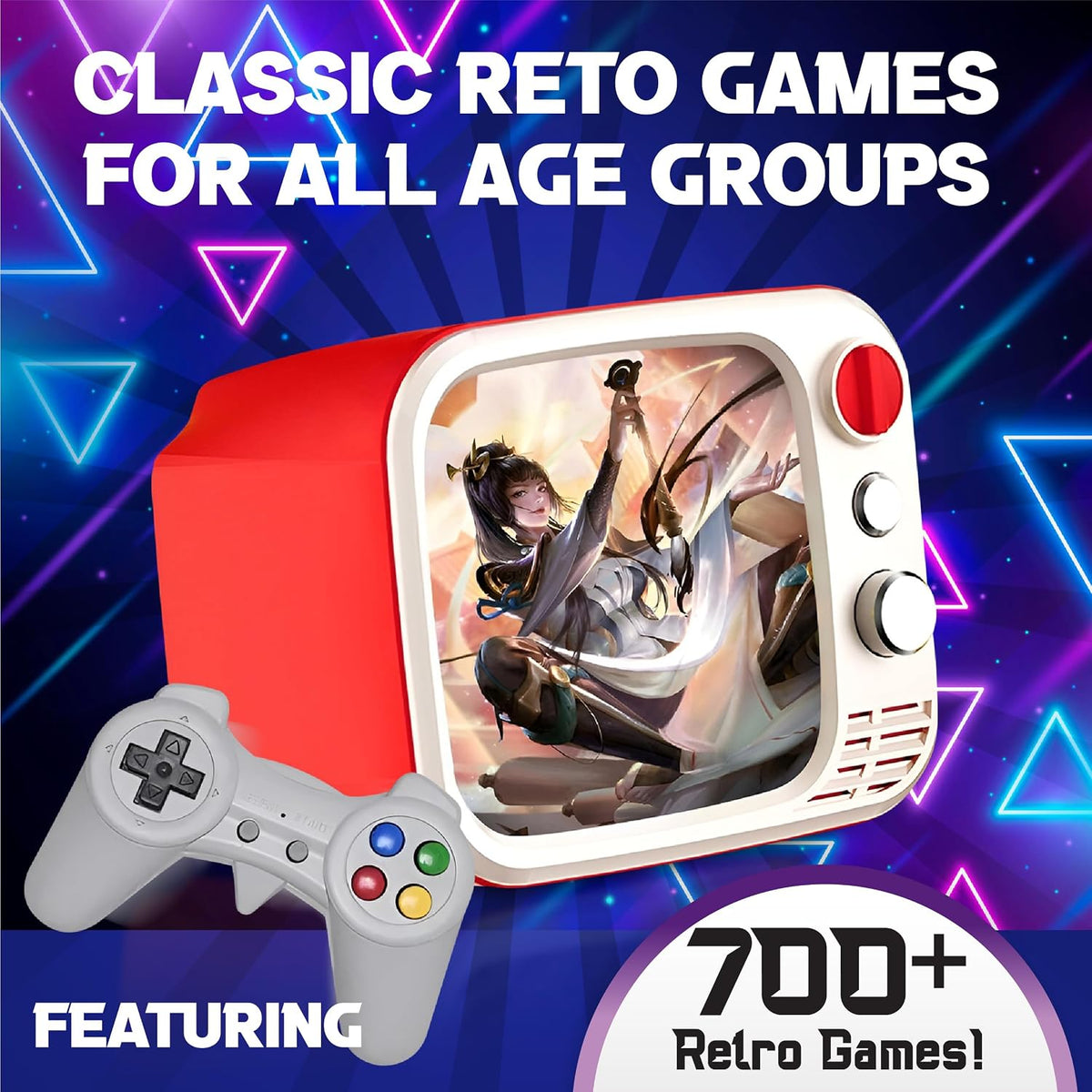
H7 Tiny Arcade TV 3.5” Mini Retro Game Console – 740 Built-In Games, 2 Wireless Controllers & TV Output (Red) The Wonders Mart Trading™