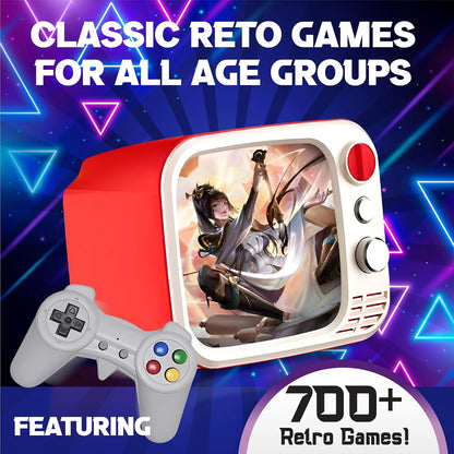 
H7 Tiny Arcade TV 3.5” Mini Retro Game Console – 740 Built-In Games, 2 Wireless Controllers & TV Output (Red) The Wonders Mart Trading™