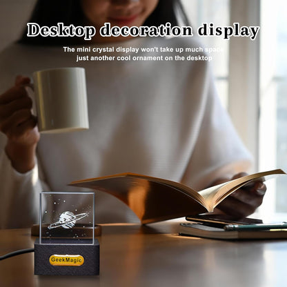 Mini 3D Hologram Cube Display – WiFi Smart Clock & Animated GIF Monitor | Shows Time, Weather, PC Stats, Anime & Pixel Art