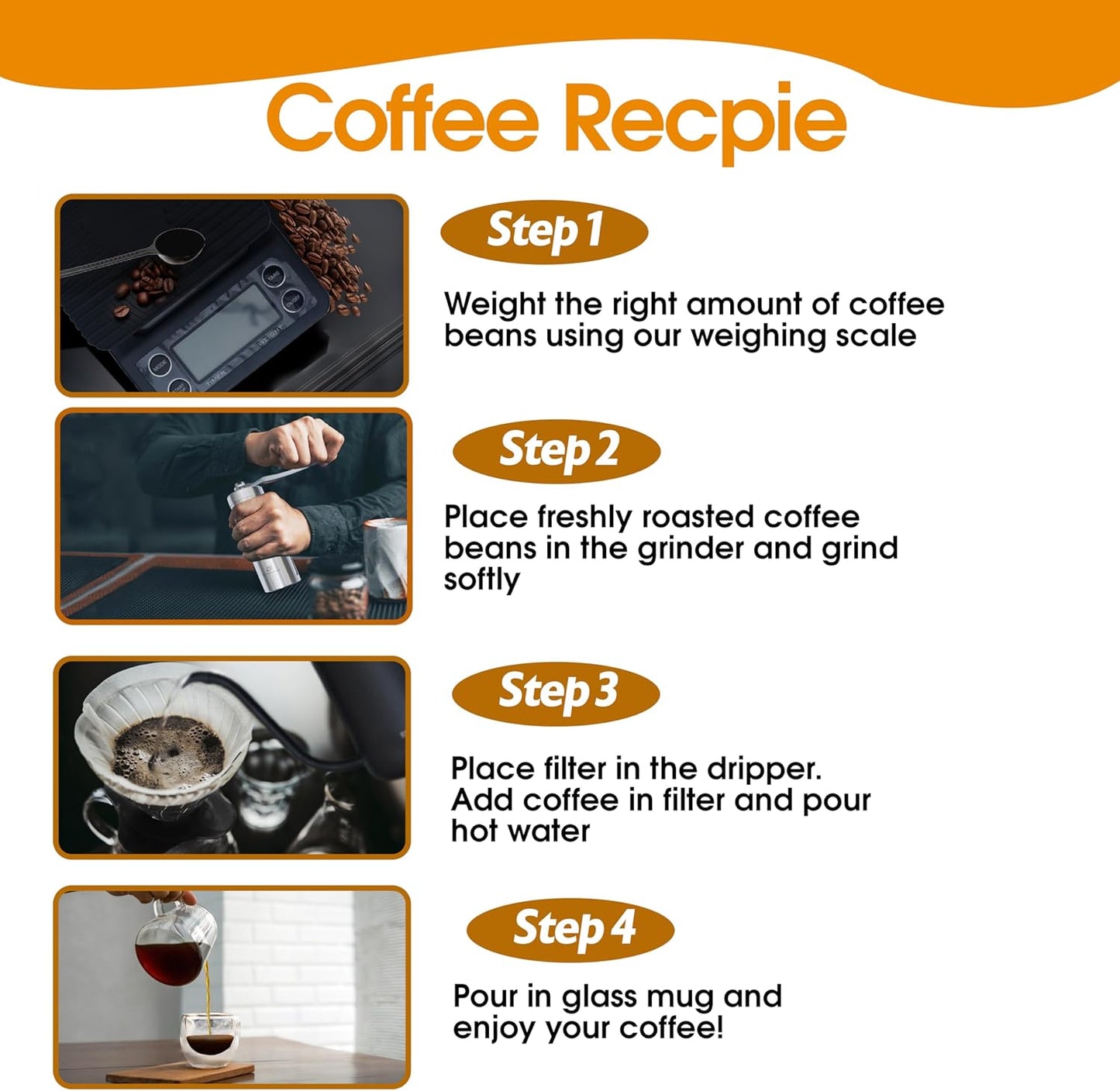 V60 Coffee Brewing Kit – Portable Pour Over Set with Manual Grinder, Gooseneck Kettle, Glass Dripper & More (with Travel Bag )