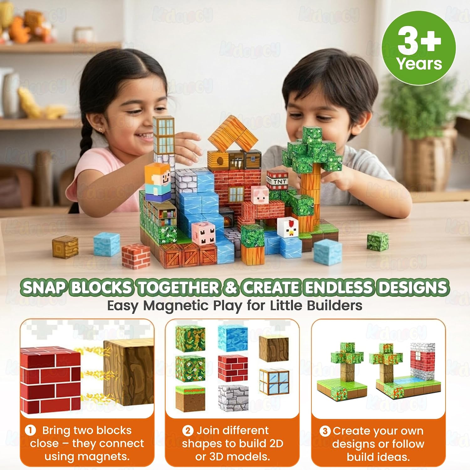 Minecraft Magnetic Building Blocks – Random Character Bucket | 10PCS / 100PCS Sets The Wonders Mart Trading™