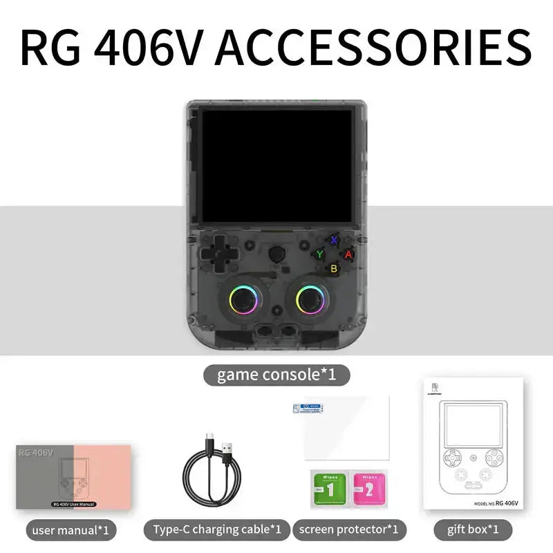 
ANBERNIC RG406V Handheld Game Console, 4-inch IPS Multi-touch Screen Retro Game Console 128G UFS2.2 Android 13 Retro Emulator, 5500mAh Battery 1080p DP Output WIFI Bluetooth The Wonder Mart
