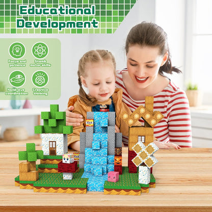 Minecraft Magnetic Building Blocks – Random Character Bucket | 10PCS / 100PCS Sets The Wonders Mart Trading™