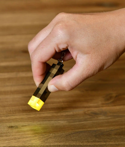 Minecraft-Inspired Torch LED Keychain – Pixel Gaming Light Keyring Accessory The Wonders Mart Trading™