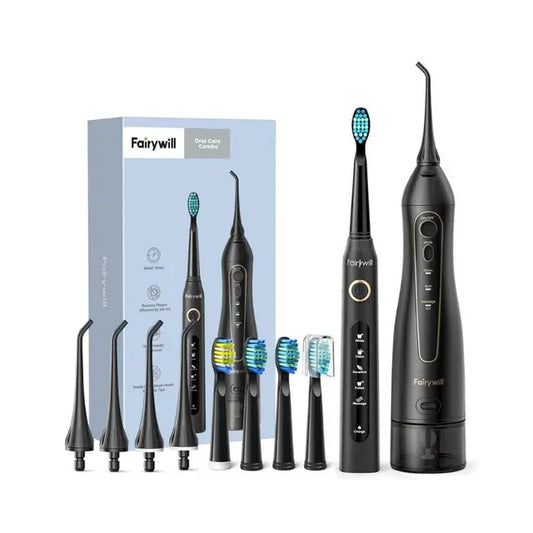 Fairywill 5020E Water Flosser + 507 Sonic Toothbrush Combo – Complete Oral Care Kit with 5 Modes, 300ml Tank, and 40,000 Strokes/min