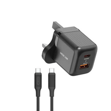Green Lion Ultra Compact GaN Wall Charger UK Pin A+C 20W (with C to C / C to L Cable) - Black The Wonders Mart Trading™