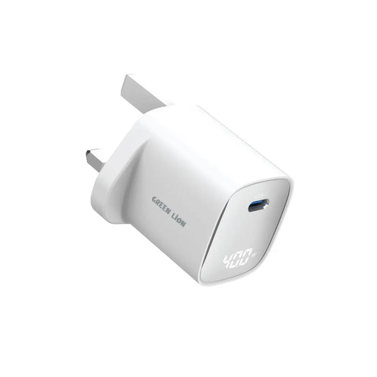 Green Lion AVS Series 60W GaN UK Wall Charger – Fast USB-C Charger with LED Display (White) The Wonders Mart Trading™