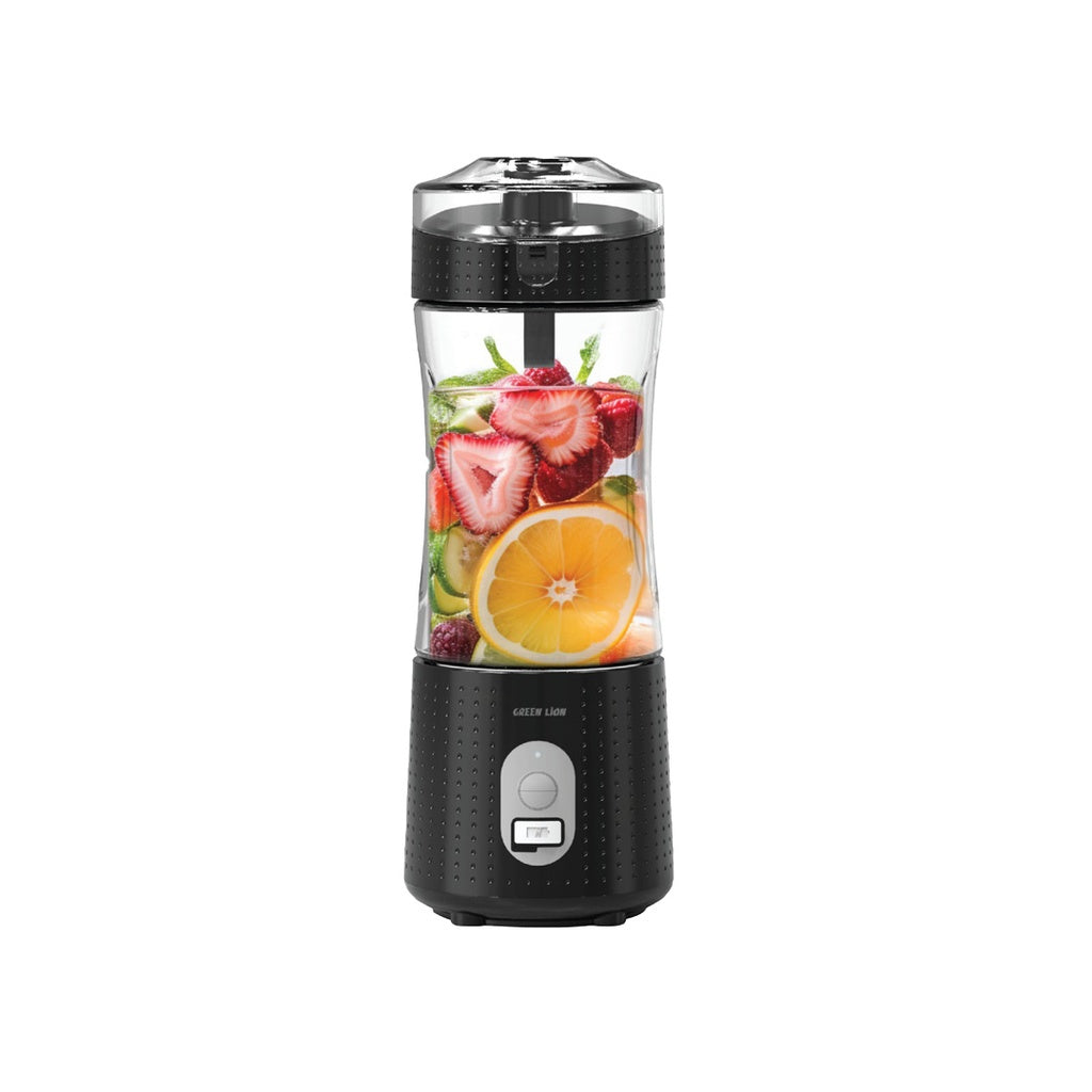 Green Lion Blend Mate Portable Juicer – 380ml Bottle, 4000mAh Battery, 18000rpm, Self-Cleaning, Type-C Rechargeable – Black