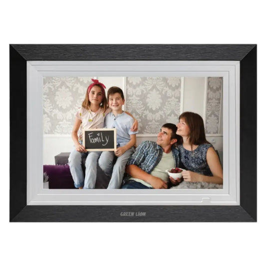 Green Lion Digital Picture Frame 10.1” – IPS Touchscreen, WiFi Sharing, 16GB Storage, Auto-Rotation, Dual Speakers – Wooden / Black